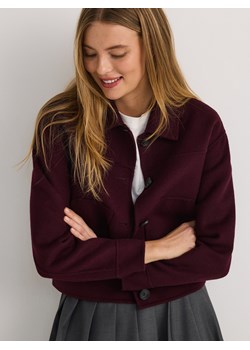 Reserved - Flauszowa kurtka z wełną - burgundowy ze sklepu Reserved w kategorii Kurtki damskie - zdjęcie 186148740
