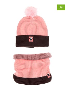 Disney Minnie Mouse 2-częściowy zestaw &quot;Minnie&quot; w kolorze jasnoróżowo-ciemnobrązowym ze sklepu Limango Polska w kategorii Czapki dziecięce - zdjęcie 186160371