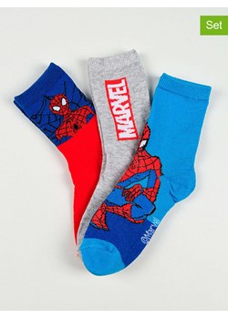Spiderman Skarpety (3 pary) &quot;Spider-Man&quot; w kolorze jasnoszaro-błękitno-czerwonym ze sklepu Limango Polska w kategorii Skarpetki dziecięce - zdjęcie 186160383