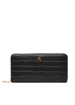 Portfel Calvin Klein Ck Croc Long Zip Around LV04F1096G Czarny ze sklepu eobuwie.pl w kategorii Portfele damskie - zdjęcie 186166872
