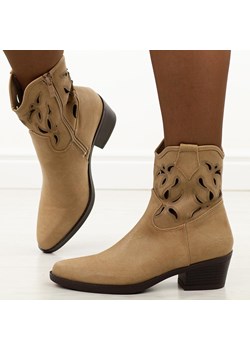 Beżowe kowbojki, botki damskie M.Daszyński 2382-11 ze sklepu suzana.pl w kategorii Botki - zdjęcie 186168810
