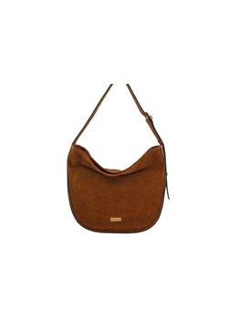 Duża torebka zamszowa na ramię - Brązowa jasna ze sklepu butyolivier w kategorii Torebki worki - zdjęcie 186169503