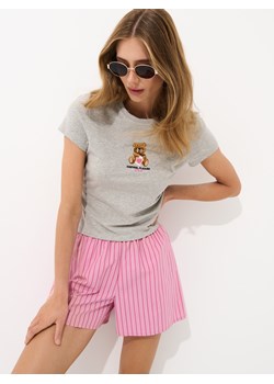 Mohito - T-shirt z nadrukiem misia - szary ze sklepu Mohito w kategorii Bluzki damskie - zdjęcie 186169783