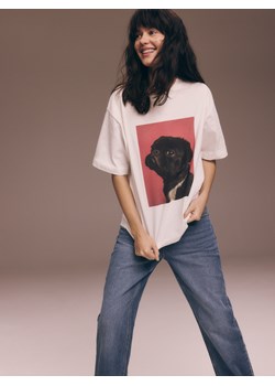 Reserved - T-shirt oversize z nadrukiem - biały ze sklepu Reserved w kategorii Bluzki damskie - zdjęcie 186170282