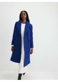 Reserved - Wełniany płaszcz dwurzędowy - niebieski - id: 655AY-54X - marki Reserved - 186170514 Reserved - Wełniany płaszcz dwurzędowy - niebieski ze sklepu Reserved w kategorii Płaszcze damskie - zdjęcie 186170514