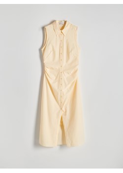Reserved - Sukienka midi z kołnierzykiem - jasnożółty ze sklepu Reserved w kategorii Sukienki - zdjęcie 186170574