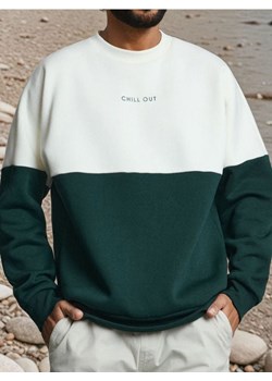 Sinsay - Bluza crewneck z bawełną - zielony ze sklepu Sinsay w kategorii Bluzy męskie - zdjęcie 186173201