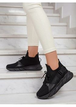 Esmeralda Czarne Sneakersy na Płaskim Obcasie ze sklepu royalfashion.pl w kategorii Buty sportowe damskie - zdjęcie 186176683