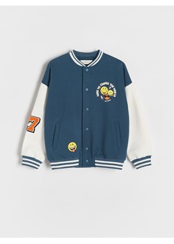 Reserved - Bawełniana bluza bomber SmileyWorld® - granatowy ze sklepu Reserved w kategorii Bluzy chłopięce - zdjęcie 186177743
