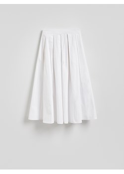 Reserved - Bawełniana spódnica z zakładkami - biały - id: YR580-00X - marki Reserved - 186178594 Reserved - Bawełniana spódnica z zakładkami - biały ze sklepu Reserved w kategorii Spódnice - zdjęcie 186178594