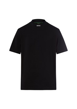 BOSS Green Koszulka męska - Tee Collar Zone Mężczyźni Bawełna czarny jednolity ze sklepu vangraaf w kategorii T-shirty męskie - zdjęcie 186178662