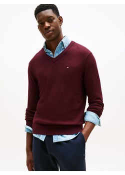 Tommy Hilfiger Sweter z dodatkiem kaszmiru Mężczyźni Bawełna bordowy jednolity ze sklepu vangraaf w kategorii Swetry męskie - zdjęcie 186178684
