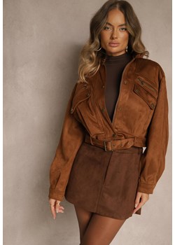 Brązowa Spódnica VICES Mini Stylizowana na Zamszową Tivite - id: ART-PL4-54-BROWN - marki Renee - 186178873 Brązowa Spódnica VICES Mini Stylizowana na Zamszową Tivite ze sklepu renee.pl w kategorii Spódnice - zdjęcie 186178873