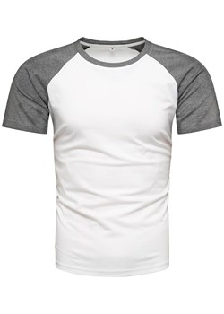 Koszulka męska t-shirt biało-grafitowy Recea ze sklepu Recea.pl w kategorii T-shirty męskie - zdjęcie 186181563