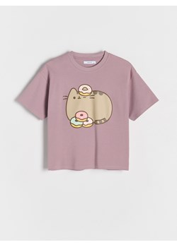 Reserved - T-shirt Pusheen - fioletowy ze sklepu Reserved w kategorii Bluzki dziewczęce - zdjęcie 186183252