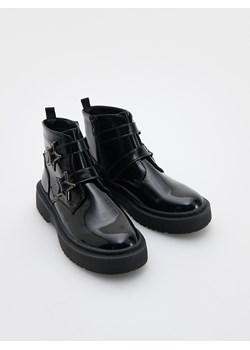 Reserved - Botki z imitacji skóry - czarny ze sklepu Reserved w kategorii Buty zimowe dziecięce - zdjęcie 186183482