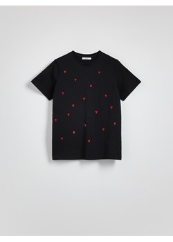 Reserved - T-shirt regular z drobnym haftem - czarny - id: ZS224-99X - marki Reserved - 186185051 Reserved - T-shirt regular z drobnym haftem - czarny ze sklepu Reserved w kategorii Bluzki damskie - zdjęcie 186185051
