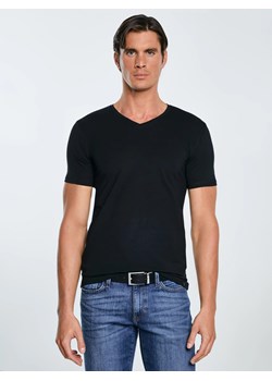 Koszulka męska v-neck z bawełny supima czarna Supiclassicov 906 ze sklepu Big Star w kategorii T-shirty męskie - zdjęcie 186187581