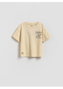 Reserved - Bawełniany t-shirt Snoopy - kremowy ze sklepu Reserved w kategorii T-shirty chłopięce - zdjęcie 186188140