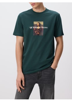 Reserved - T-shirt regular z nadrukiem - ciemnozielony ze sklepu Reserved w kategorii T-shirty męskie - zdjęcie 186188633