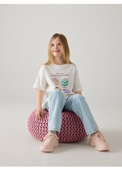 Reserved - T-shirt z nadrukiem Pusheen - złamana biel ze sklepu Reserved w kategorii Bluzki dziewczęce - zdjęcie 186189700