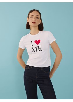 Reserved - T-shirt regular z nadrukiem - biały ze sklepu Reserved w kategorii Bluzki damskie - zdjęcie 186191390