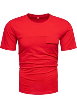 Koszulka męska czerwona z kieszonką Recea ze sklepu Recea.pl w kategorii T-shirty męskie - zdjęcie 186195890