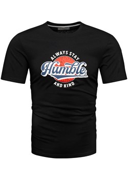 Koszulka bawełniana męska t-shirt z printem czarny Recea ze sklepu Recea.pl w kategorii T-shirty męskie - zdjęcie 186195901