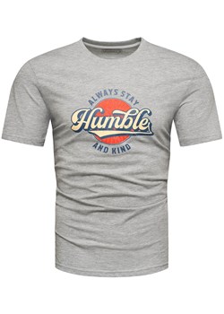 Koszulka bawełniana męska t-shirt z printem szary Recea ze sklepu Recea.pl w kategorii T-shirty męskie - zdjęcie 186195902