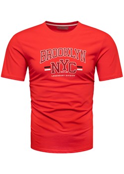 Koszulka bawełniana męska t-shirt z printem czerwony Recea ze sklepu Recea.pl w kategorii T-shirty męskie - zdjęcie 186195904