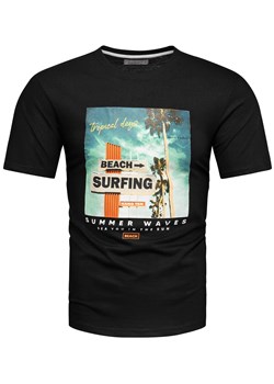 Koszulka bawełniana męska t-shirt z printem czarny Recea ze sklepu Recea.pl w kategorii T-shirty męskie - zdjęcie 186195912