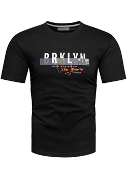 Koszulka bawełniana męska t-shirt z printem czarny Recea ze sklepu Recea.pl w kategorii T-shirty męskie - zdjęcie 186195913