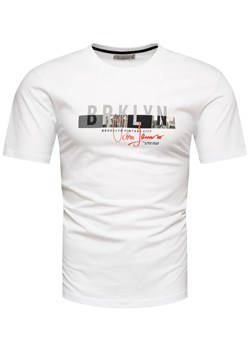 Koszulka bawełniana męska t-shirt z printem biały Recea ze sklepu Recea.pl w kategorii T-shirty męskie - zdjęcie 186195914