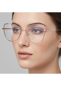 Złote okulary kocie do komputera damskie z filtrem BLUE Light zerówki 2576-7 złoty ze sklepu Stylion w kategorii Okulary zerówki damskie - zdjęcie 186196500