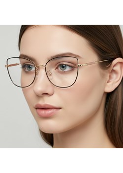 Okulary kocie do komputera damskie z filtrem BLUE Light zerówki 2576 czarny/złoty - id: 5272 - marki Stylion - 186196501 Okulary kocie do komputera damskie z filtrem BLUE Light zerówki 2576 czarny/złoty ze sklepu Stylion w kategorii Okulary zerówki damskie - zdjęcie 186196501