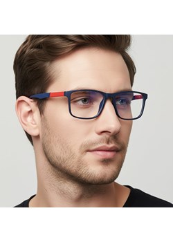 Męskie okulary zerówki do komputera BLUE LIGHT z flexami 25133C granat/czerwień ze sklepu Stylion w kategorii Okulary zerówki męskie - zdjęcie 186196503