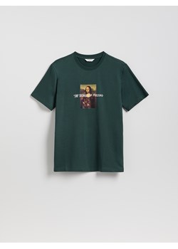 Reserved - T-shirt regular z nadrukiem - ciemnozielony ze sklepu Reserved w kategorii T-shirty męskie - zdjęcie 186197620
