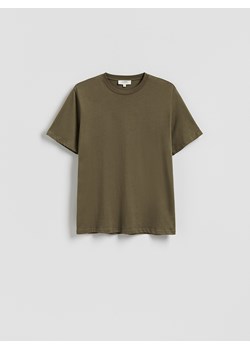 Reserved - Bawełniany t-shirt regular fit - oliwkowy ze sklepu Reserved w kategorii T-shirty męskie - zdjęcie 186198734