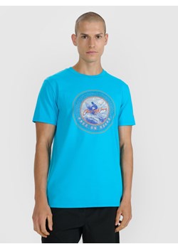 Męski t-shirt z nadrukiem 4F 4FRSS25TTSHM3155 - niebieski ze sklepu Sportstylestory.com w kategorii T-shirty męskie - zdjęcie 186202103