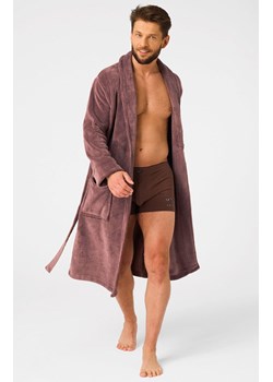 Elegancki szlafrok męski o klasycznym kroju brązowy MGL 255, Kolor brązowy, Rozmiar M/L, Key ze sklepu Primodo w kategorii Szlafroki męskie - zdjęcie 186202214