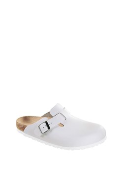 Birkenstock Skórzane chodaki w kolorze białym ze sklepu Limango Polska w kategorii Kapcie męskie - zdjęcie 186203742