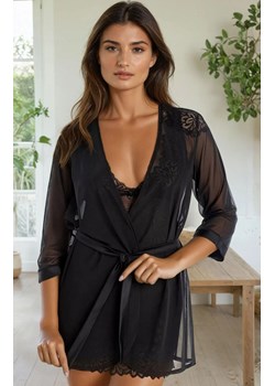 Tiulowy szlafrok damski z koronką Sheery 2904, Kolor czarny, Rozmiar L, Teyli - id: 145079 - marki Teyli - 186203914 Tiulowy szlafrok damski z koronką Sheery 2904, Kolor czarny, Rozmiar L, Teyli ze sklepu Intymna w kategorii Szlafroki damskie - zdjęcie 186203914