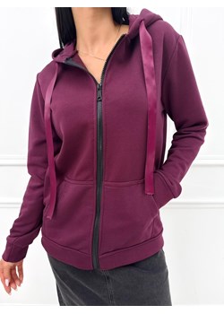 Bordowa Rozpinana Bluza z Kapturem ze sklepu ModnaKiecka.pl w kategorii Bluzy damskie - zdjęcie 186210133
