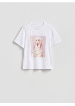 Reserved - T-shirt z nadrukiem - złamana biel ze sklepu Reserved w kategorii Bluzki damskie - zdjęcie 186210680
