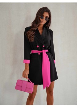 elegancka sukienka marynarkowa noelle z paskiem polski producent miluna brand - czarna ze sklepu STYLOWO w kategorii Sukienki - zdjęcie 186219384