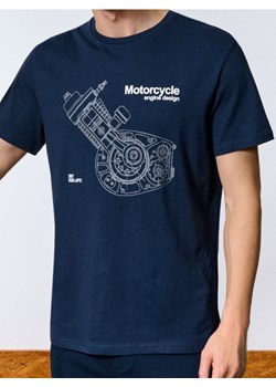 Sinsay - Koszulka z nadrukiem - granatowy ze sklepu Sinsay w kategorii T-shirty męskie - zdjęcie 186221493