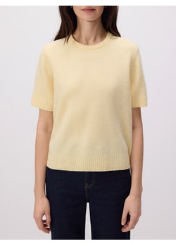 Reserved - Wełniany sweter z krótkimi rękawami - jasnożółty ze sklepu Reserved w kategorii Swetry damskie - zdjęcie 186222831