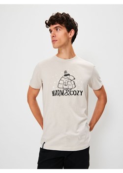 Sinsay - Bawełniana koszulka z nadrukiem Peanuts - kremowy ze sklepu Sinsay w kategorii T-shirty męskie - zdjęcie 186231554
