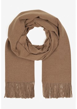 Ciemnobeżowy Długi Szalik Wiskozowy z Wełną Ozdobiony Frędzlami Portina ze sklepu renee.pl w kategorii Szaliki i chusty damskie - zdjęcie 186231811