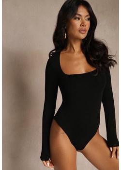 Czarne Body z Wiskozą i Bawełną Ozdobione Kwadratowym Dekoltem Amerrise ze sklepu renee.pl w kategorii Body damskie - zdjęcie 186231841